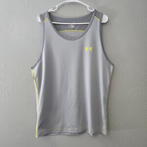 Men's Under Armour Tech Tank Loose Fit Size Large Grey & Neon HeatGear